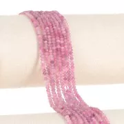 Perles rondelles aplaties facettées 3x2 mm en pierre gemme - Tourmaline Rose x39cm