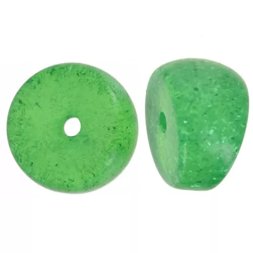Perles séparateurs tubes incurvés -12x8 mm en acrylique - Vert pailleté x6