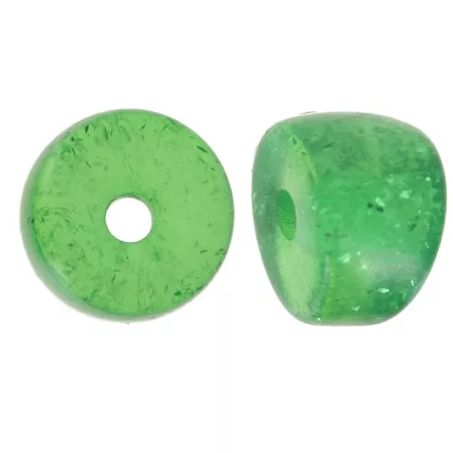 Perles séparateurs tubes incurvés - 8x6 mm en acrylique - Vert pailleté x6