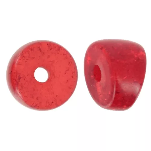 Perles séparateurs tubes incurvés - 8x6 mm en acrylique - Rouge pailleté x6