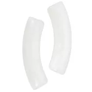 Perles tube incurvé en acrylique translucide 33x8mm - Blanc marbré nacré x6