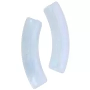 Perles tube incurvé en acrylique translucide 33x8mm - Bleu ciel marbré nacré x6