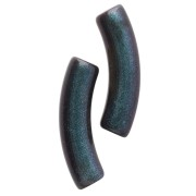Perles tube incurvé en acrylique opaque 33x8mm - Bleu nuit marbré nacré x6