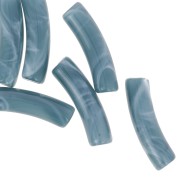 Perles tube incurvé 19x5 mm en acrylique opaque - Bleu gris marbré x10