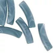 Perles tube incurvé 19x5 mm en acrylique opaque - Bleu gris marbré x10