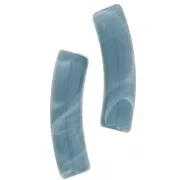 Perles tube incurvé 19x5 mm en acrylique opaque - Bleu gris marbré x10
