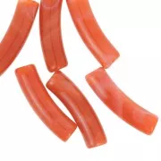 Perles tube incurvé 19x5 mm en acrylique opaque - Terracotta marbré x10
