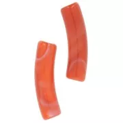 Perles tube incurvé 19x5 mm en acrylique opaque - Terracotta marbré x10
