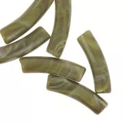 Perles tube incurvé 19x5 mm en acrylique opaque - Olive marbré x10