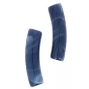 Perles tube incurvé 19x5 mm en acrylique opaque - Bleu nuit marbré x10