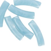 Perles tube incurvé 19x5 mm en acrylique opaque - Bleu ciel marbré x10