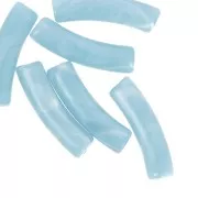 Perles tube incurvé 19x5 mm en acrylique opaque - Bleu ciel marbré x10