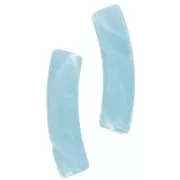 Perles tube incurvé 19x5 mm en acrylique opaque - Bleu ciel marbré x10