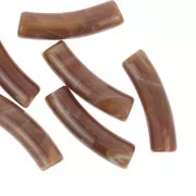 Perles tube incurvé 19x5 mm en acrylique opaque - Marron marbré x10