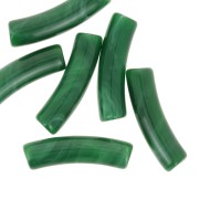 Perles tube incurvé en acrylique opaque 19x5 mm - Vert foncé marbré x10|raw }}