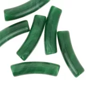 Perles tube incurvé 19x5 mm en acrylique opaque - Vert foncé marbré x10