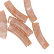 Perles tube incurvé 19x5 mm en acrylique opaque - Marron clair marbré x10