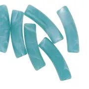 Perles tube incurvé 19x5 mm en acrylique opaque - Bleu canard marbré x6