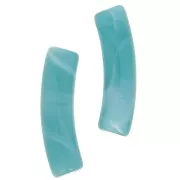 Perles tube incurvé 19x5 mm en acrylique opaque - Bleu canard marbré x6