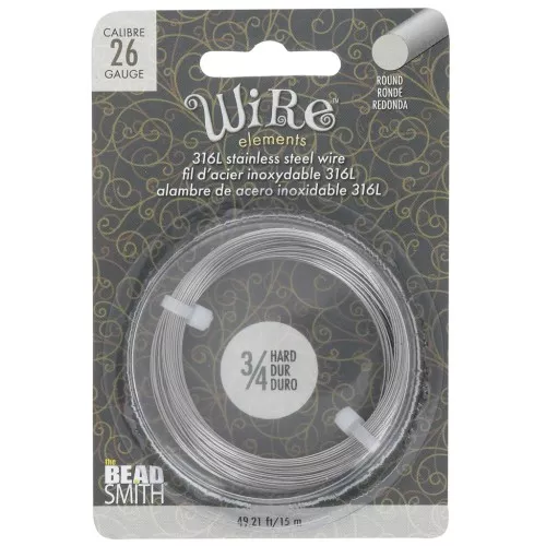 Fil rond 0.41 mm dur - Acier inoxydable 316L x15m