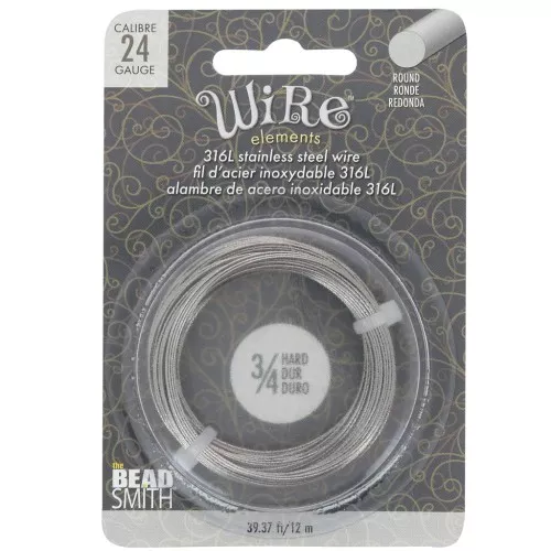 Fil rond 0.51 mm dur - Acier inoxydable 316L x12m
