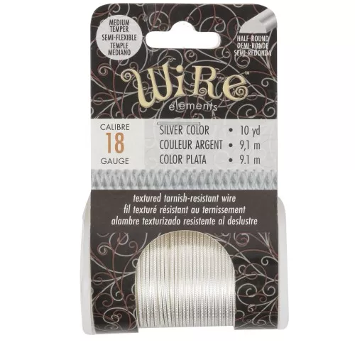 Fil de cuivre rond texturé 1.02 mm semi dur - Argenté anti-ternissement x9.1m