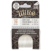 Fil de cuivre rond strié 0.81mm semi dur - Argenté anti-ternissement x13.7m