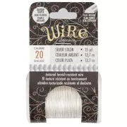 Fil de cuivre rond strié 0.81mm semi dur - Argenté anti-ternissement x13.7m