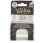 Fil de cuivre rond strié 1.02 mm semi dur - Argenté anti-ternissement x9.1m