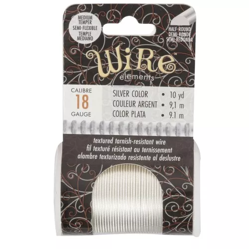 Fil de cuivre rond strié 1.02 mm semi dur - Argenté anti-ternissement x9.1m