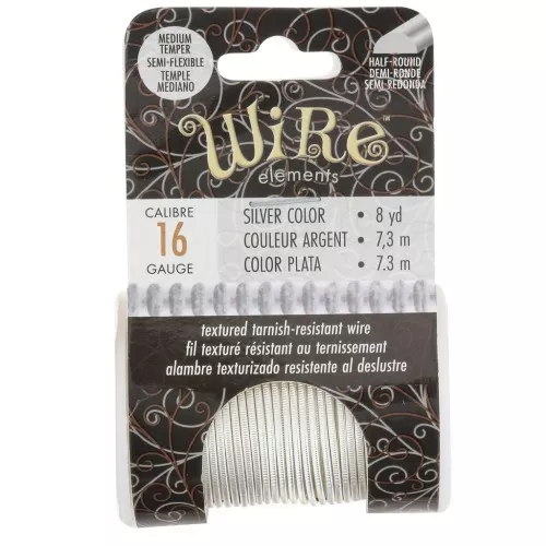 Fil de cuivre rond strié 1.29 mm semi dur - Argenté anti-ternissement x7.3m