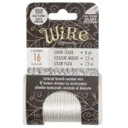 Fil de cuivre rond martelé 1.29 mm semi dur - Argenté anti-ternissement x7.3m