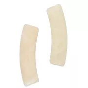Perles tube incurvé 19x5 mm en acrylique translucide - Ecru marbré x10