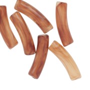 Perles tube incurvé 19x5 mm en acrylique transparent - Marron marbré x10
