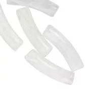 Perles tube incurvé 19x5 mm en acrylique transparent - Blanc marbré x10