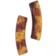Perles tube incurvé en acrylique transparent 19x5 mm - Tacheté marron x10