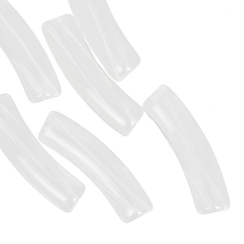 Perles tube incurvé 19x5 mm en acrylique transparent - Transparent x10