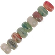 Perles rondelles 7x4 mm en acrylique transparent - Mix Vert - Rouge marbré x20