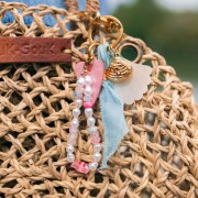 Perles rondelles 7x4 mm en acrylique transparent - Mix Rose - Vert marbré x20