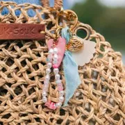 Perles rondelles 7x4 mm en acrylique transparent - Mix Rose - Vert marbré x20