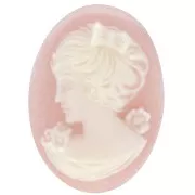 Camée résine 18x13 mm - coté gauche - Light Rose x1