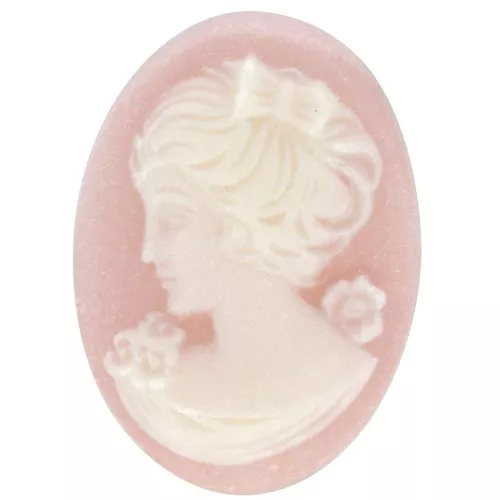 Camée résine 18x13 mm - coté gauche - Light Rose x1