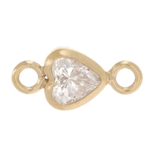 Intercalaire coeur 7x3.5 mm oxyde de Zirconium - Gold filled (or laminé) - Crystal