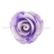 Perle fleur 20 mm en synthétique - Marbré Violet - Crème x1