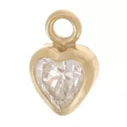 Breloque coeur 5.5x3.5 mm oxyde de Zirconium - Gold filled (or laminé) - Crystal
