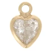 Breloque coeur 6x4 mm oxyde de Zirconium - Gold filled (or laminé) - Crystal x1