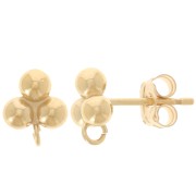 Boucles d'oreilles 3 boules 7x6 mm avec anneau ouvert - Gold filled (or laminé) x2|raw }}
