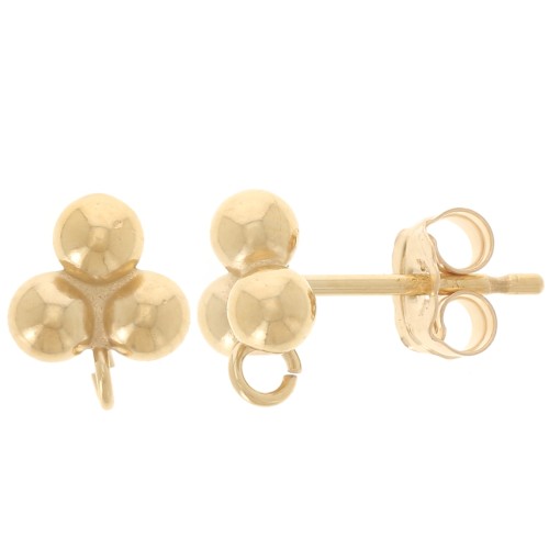 Boucles d'oreilles 3 boules 7x6 mm avec anneau ouvert - Gold filled (or laminé) x2