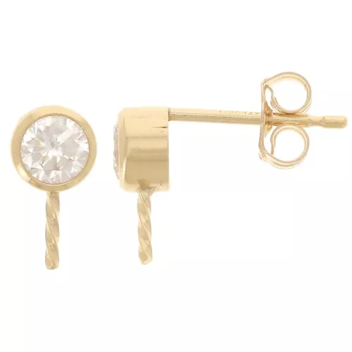 Clous d'oreilles rond 4.5 mm avec CZ pour semi-percée - Gold filled (or laminé) x2
