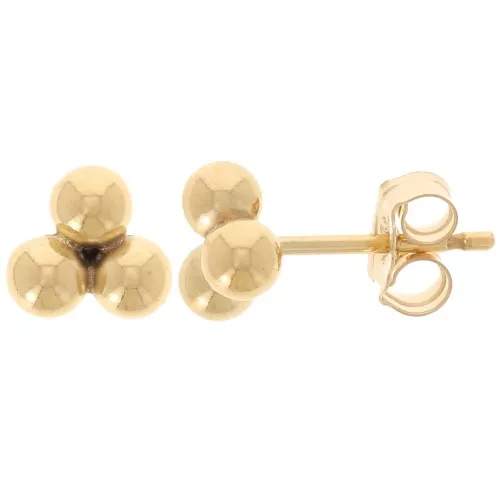 Clous d'oreilles 3 boules 6 mm - Gold filled (or laminé) x2